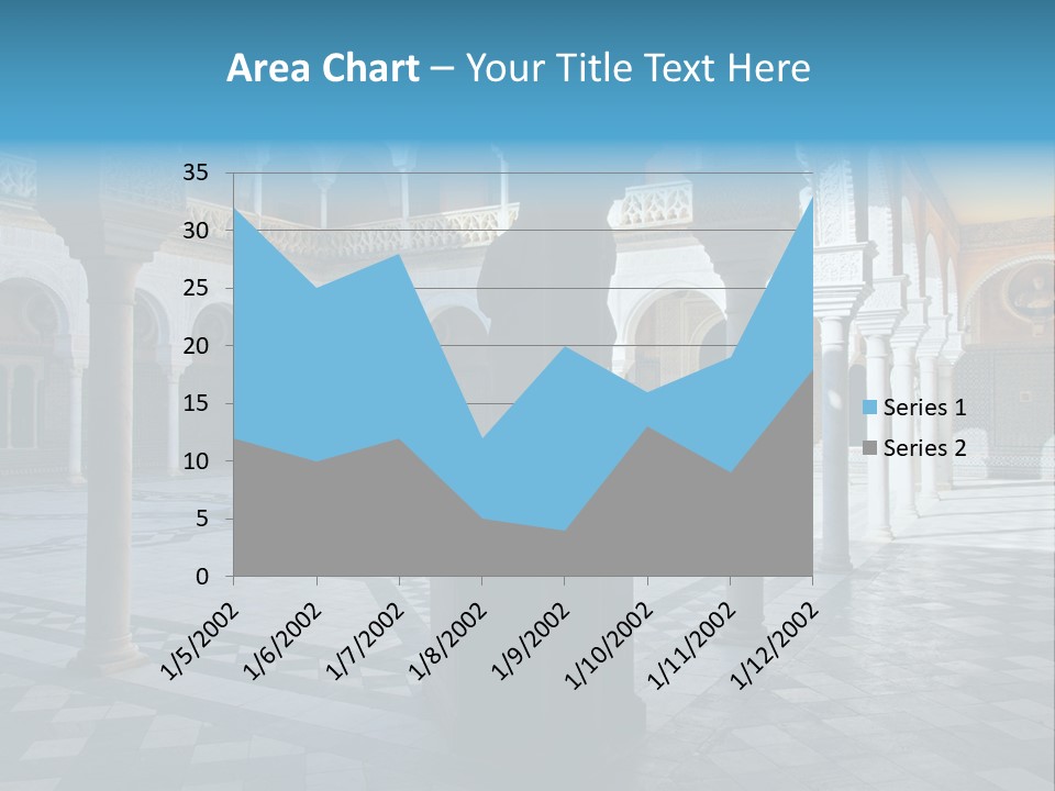 A Courtyard With Columns And A Fountain In The Middle PowerPoint Template