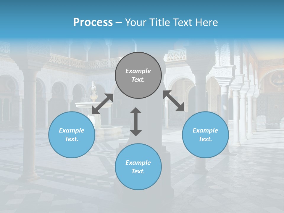 A Courtyard With Columns And A Fountain In The Middle PowerPoint Template