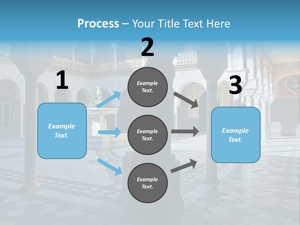A Courtyard With Columns And A Fountain In The Middle PowerPoint Template