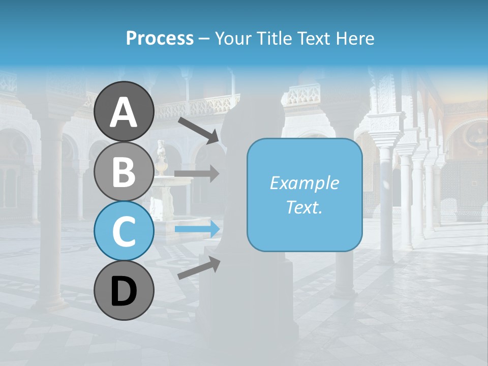 A Courtyard With Columns And A Fountain In The Middle PowerPoint Template