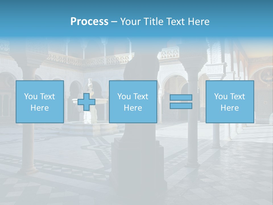 A Courtyard With Columns And A Fountain In The Middle PowerPoint Template