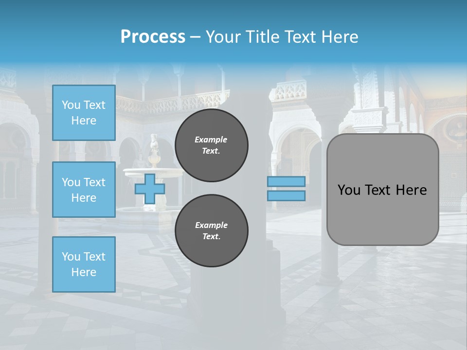 A Courtyard With Columns And A Fountain In The Middle PowerPoint Template