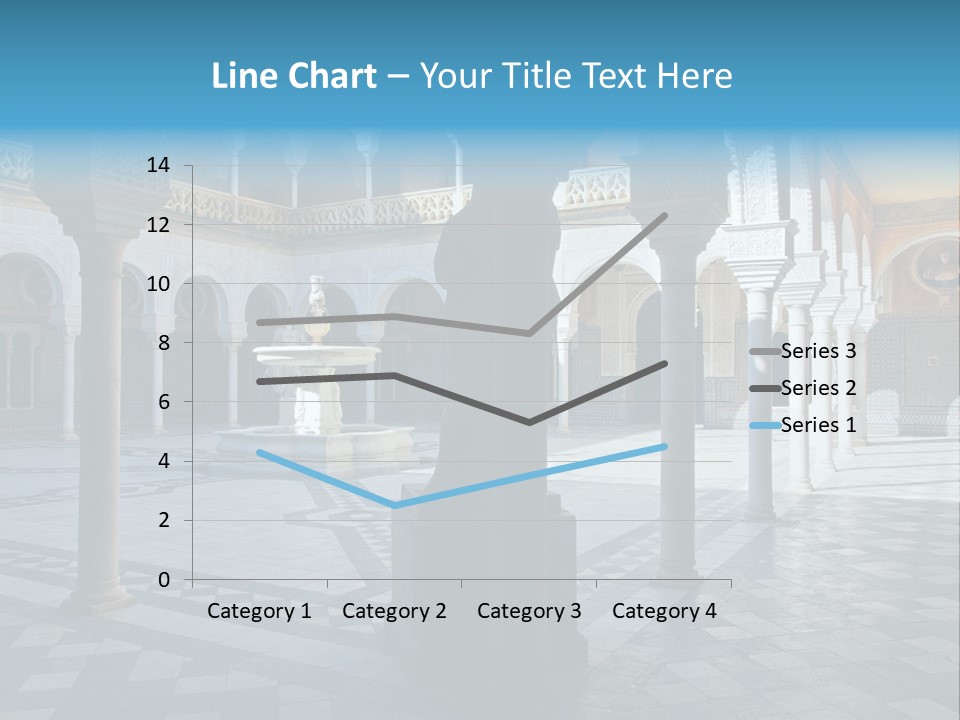 A Courtyard With Columns And A Fountain In The Middle PowerPoint Template