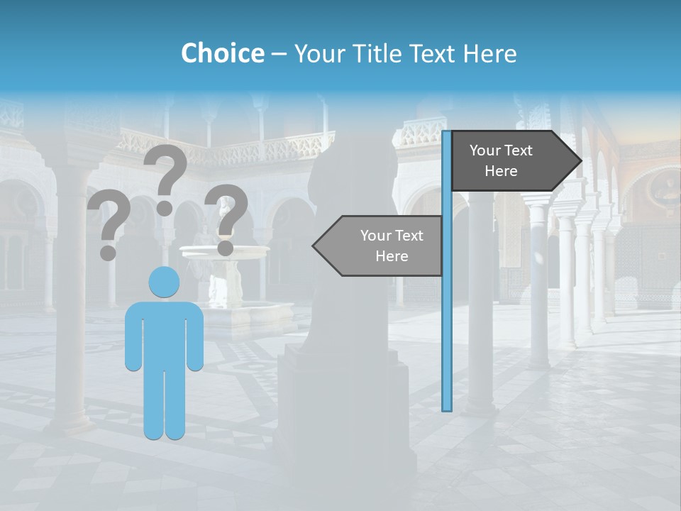 A Courtyard With Columns And A Fountain In The Middle PowerPoint Template