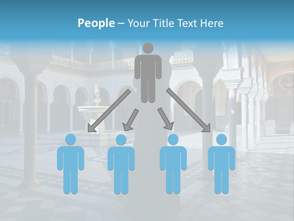 A Courtyard With Columns And A Fountain In The Middle PowerPoint Template