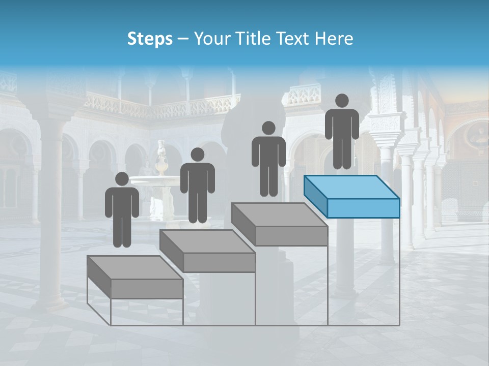 A Courtyard With Columns And A Fountain In The Middle PowerPoint Template