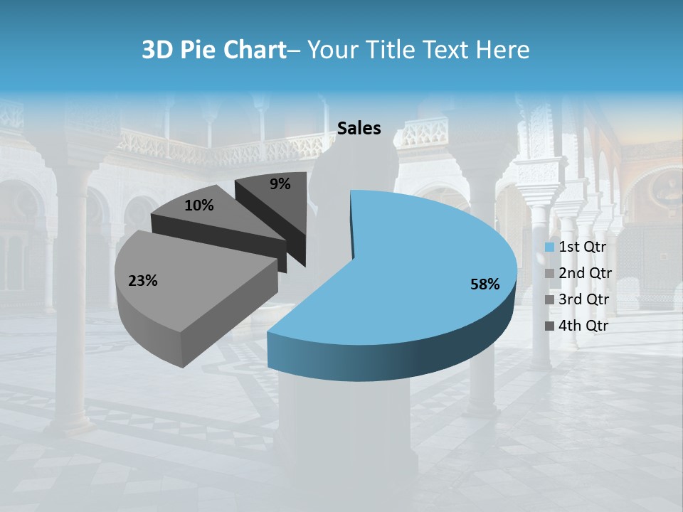 A Courtyard With Columns And A Fountain In The Middle PowerPoint Template