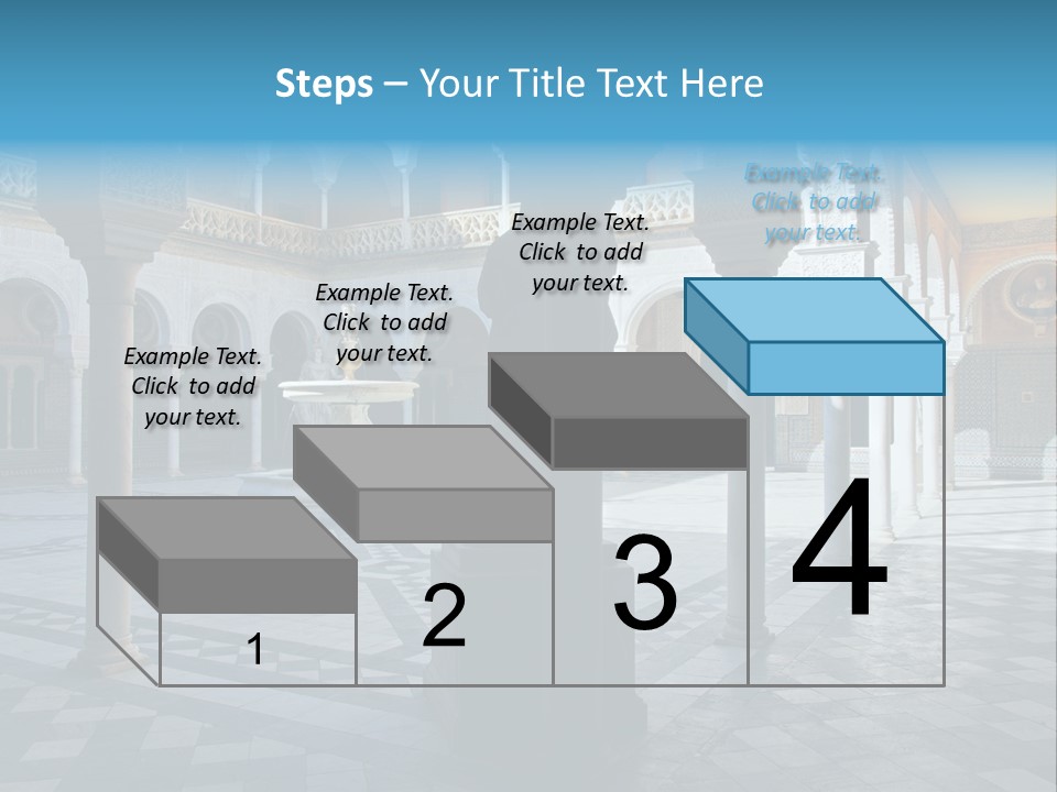 A Courtyard With Columns And A Fountain In The Middle PowerPoint Template