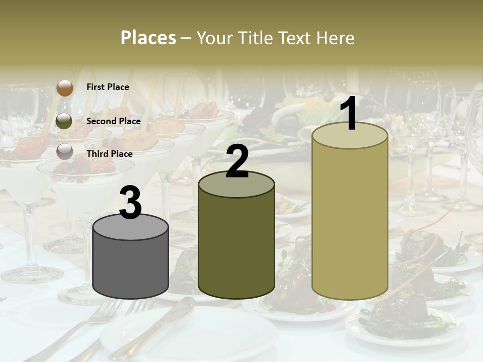 A Table Topped With Plates Of Food And Wine Glasses PowerPoint Template