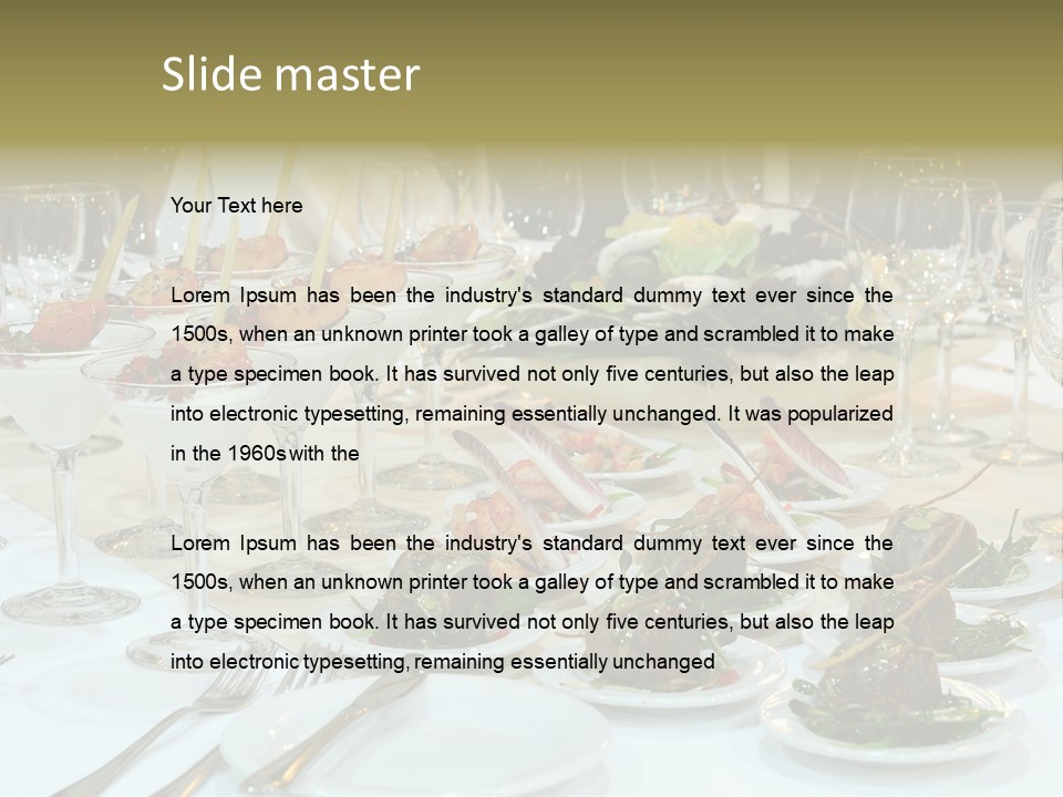 A Table Topped With Plates Of Food And Wine Glasses PowerPoint Template