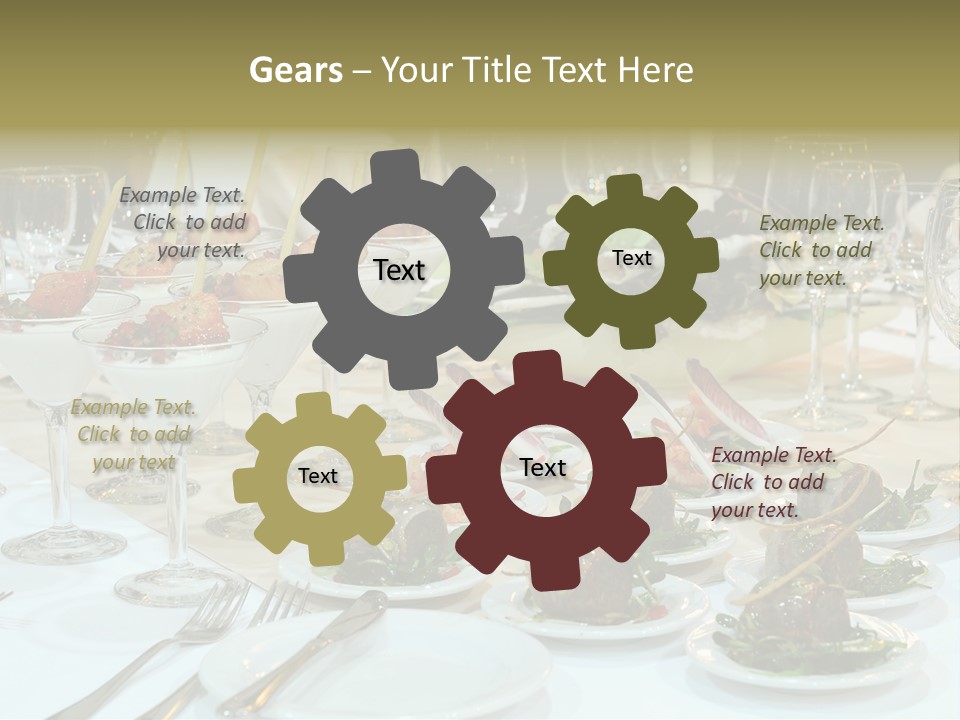 A Table Topped With Plates Of Food And Wine Glasses PowerPoint Template