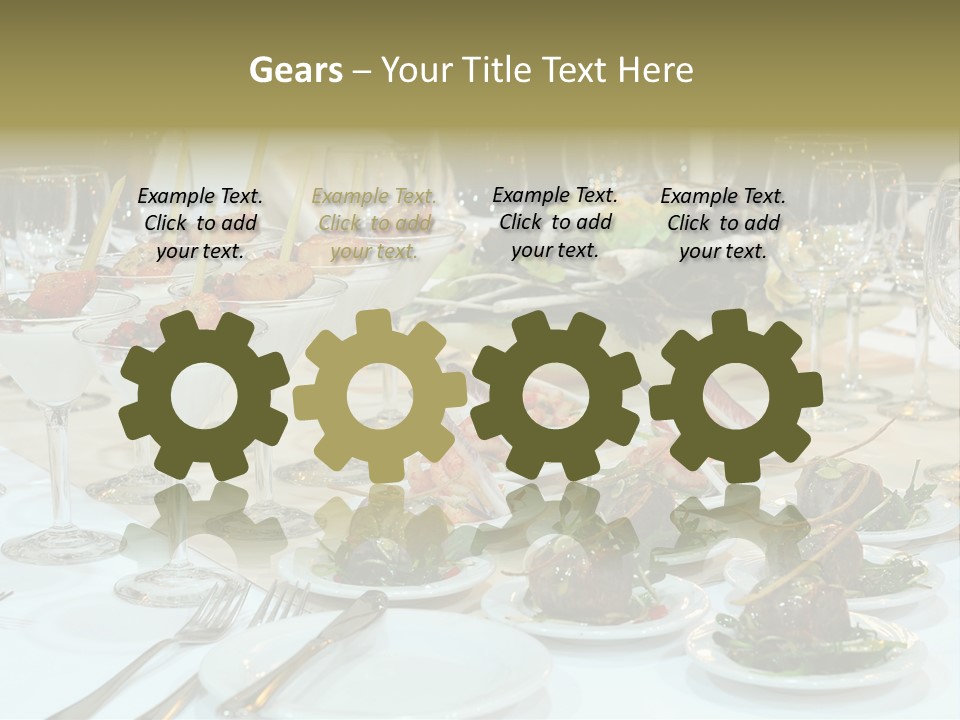 A Table Topped With Plates Of Food And Wine Glasses PowerPoint Template