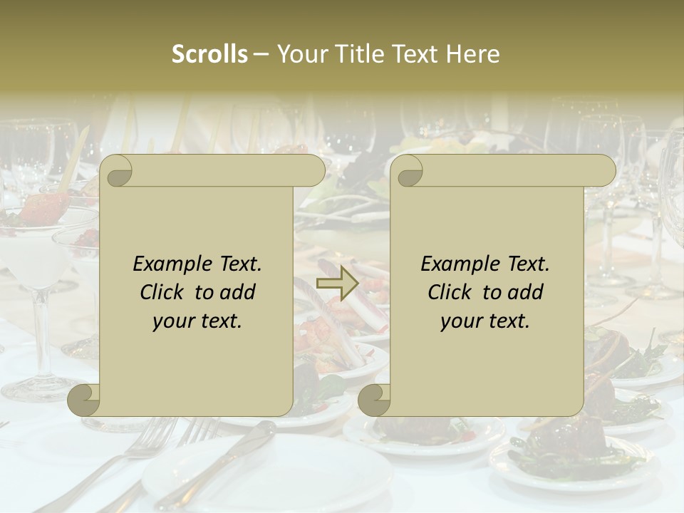 A Table Topped With Plates Of Food And Wine Glasses PowerPoint Template