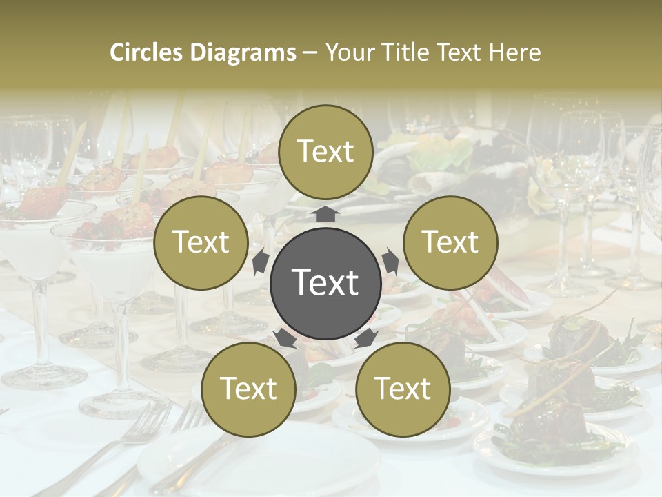 A Table Topped With Plates Of Food And Wine Glasses PowerPoint Template