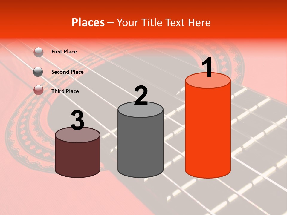 An Orange Acoustic Guitar With A Black And Red Background PowerPoint Template