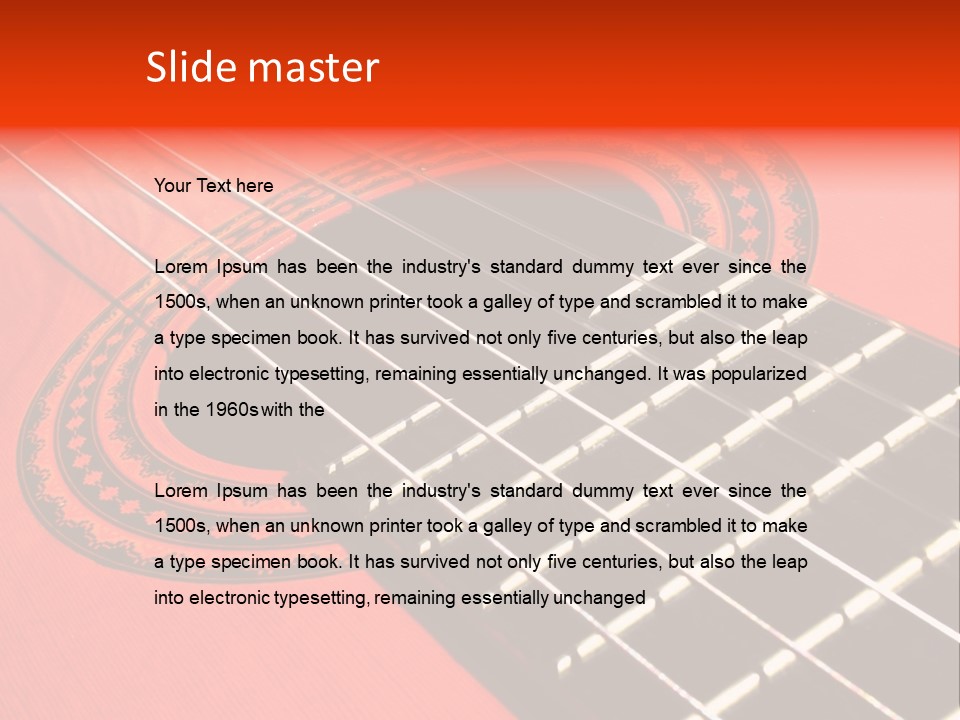 An Orange Acoustic Guitar With A Black And Red Background PowerPoint Template