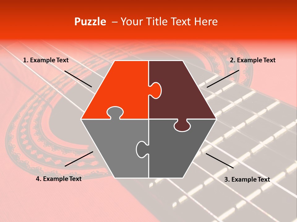 An Orange Acoustic Guitar With A Black And Red Background PowerPoint Template