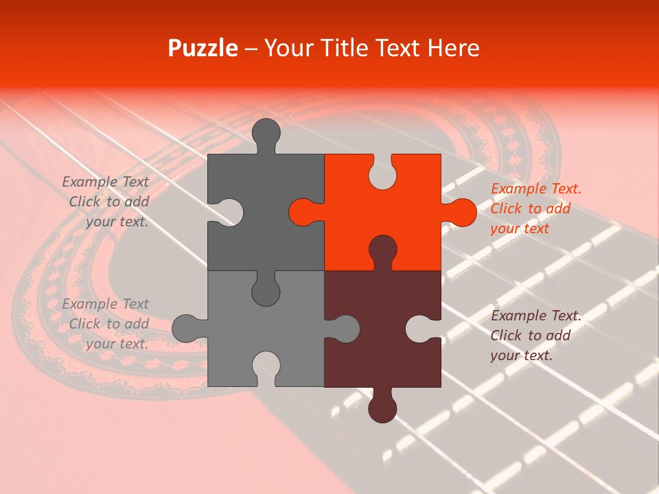 An Orange Acoustic Guitar With A Black And Red Background PowerPoint Template