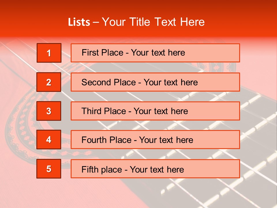 An Orange Acoustic Guitar With A Black And Red Background PowerPoint Template