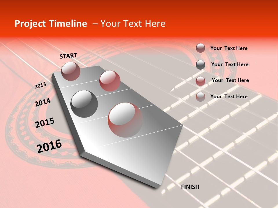 An Orange Acoustic Guitar With A Black And Red Background PowerPoint Template