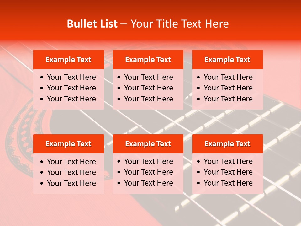 An Orange Acoustic Guitar With A Black And Red Background PowerPoint Template