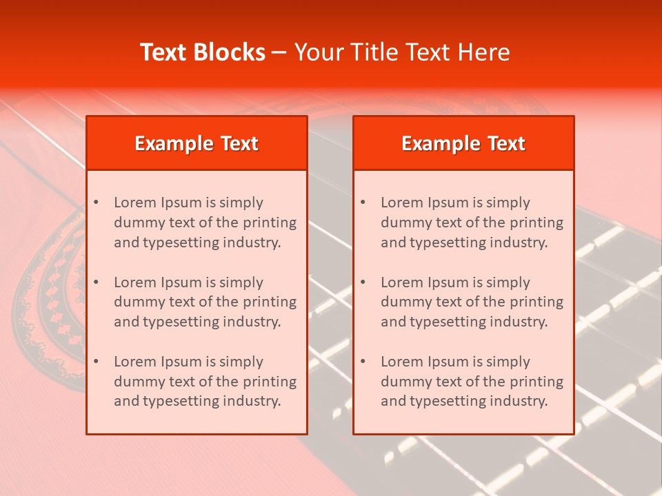 An Orange Acoustic Guitar With A Black And Red Background PowerPoint Template