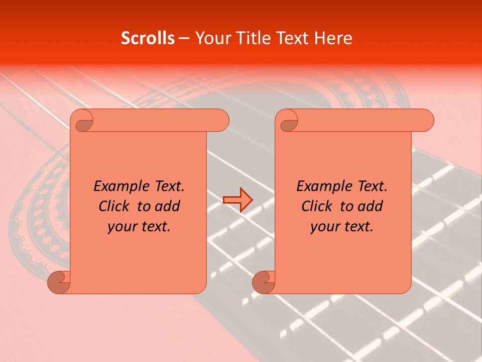 An Orange Acoustic Guitar With A Black And Red Background PowerPoint Template