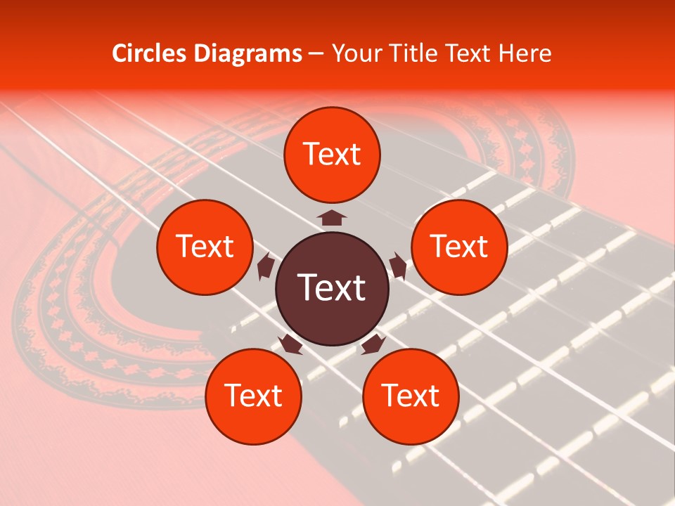 An Orange Acoustic Guitar With A Black And Red Background PowerPoint Template