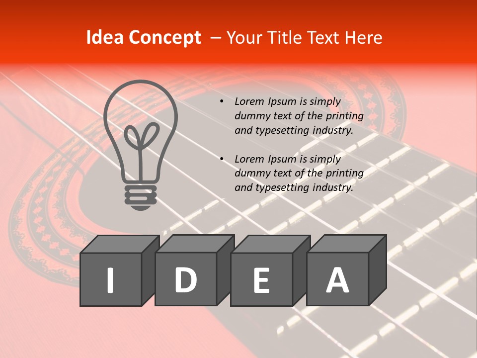 An Orange Acoustic Guitar With A Black And Red Background PowerPoint Template