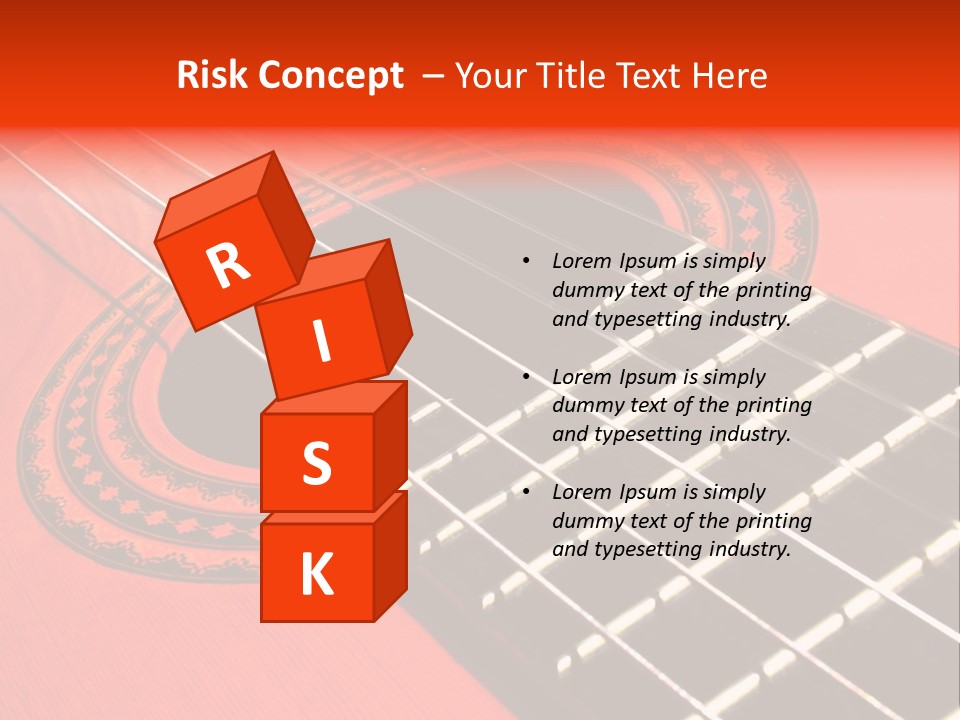 An Orange Acoustic Guitar With A Black And Red Background PowerPoint Template