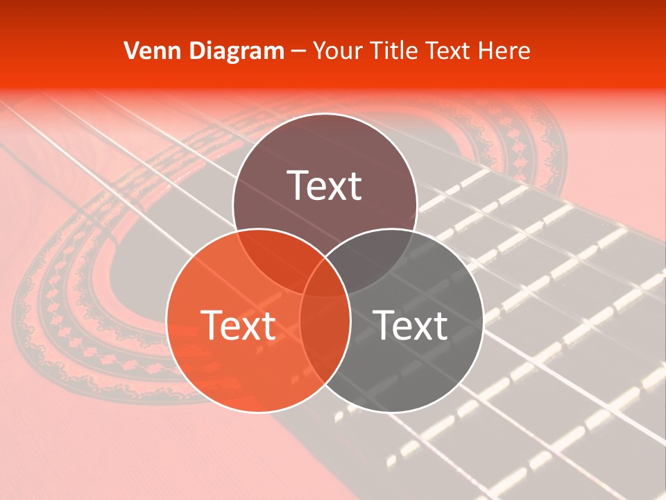 An Orange Acoustic Guitar With A Black And Red Background PowerPoint Template