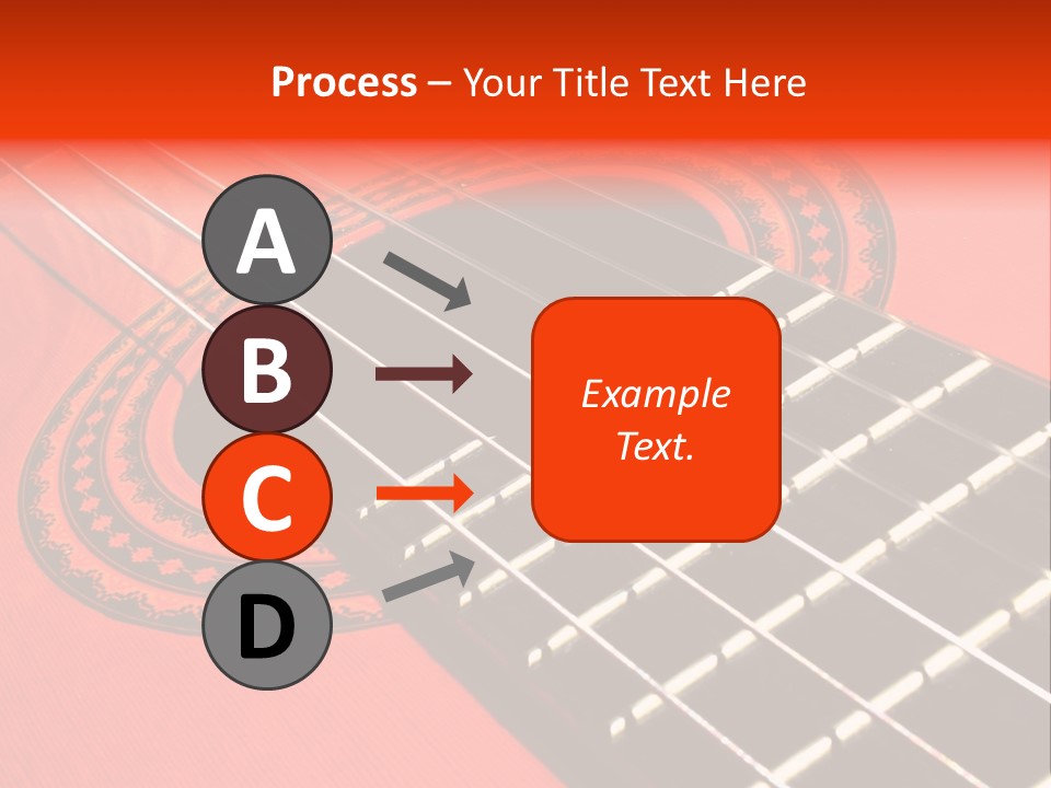 An Orange Acoustic Guitar With A Black And Red Background PowerPoint Template