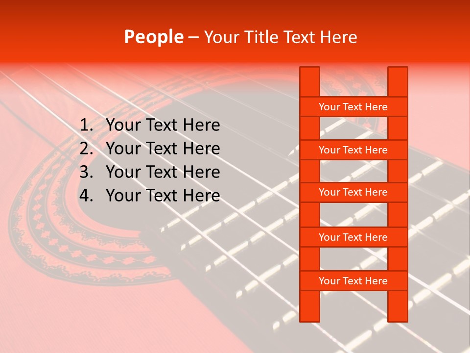 An Orange Acoustic Guitar With A Black And Red Background PowerPoint Template