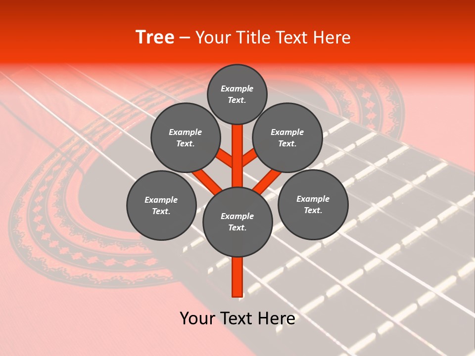 An Orange Acoustic Guitar With A Black And Red Background PowerPoint Template