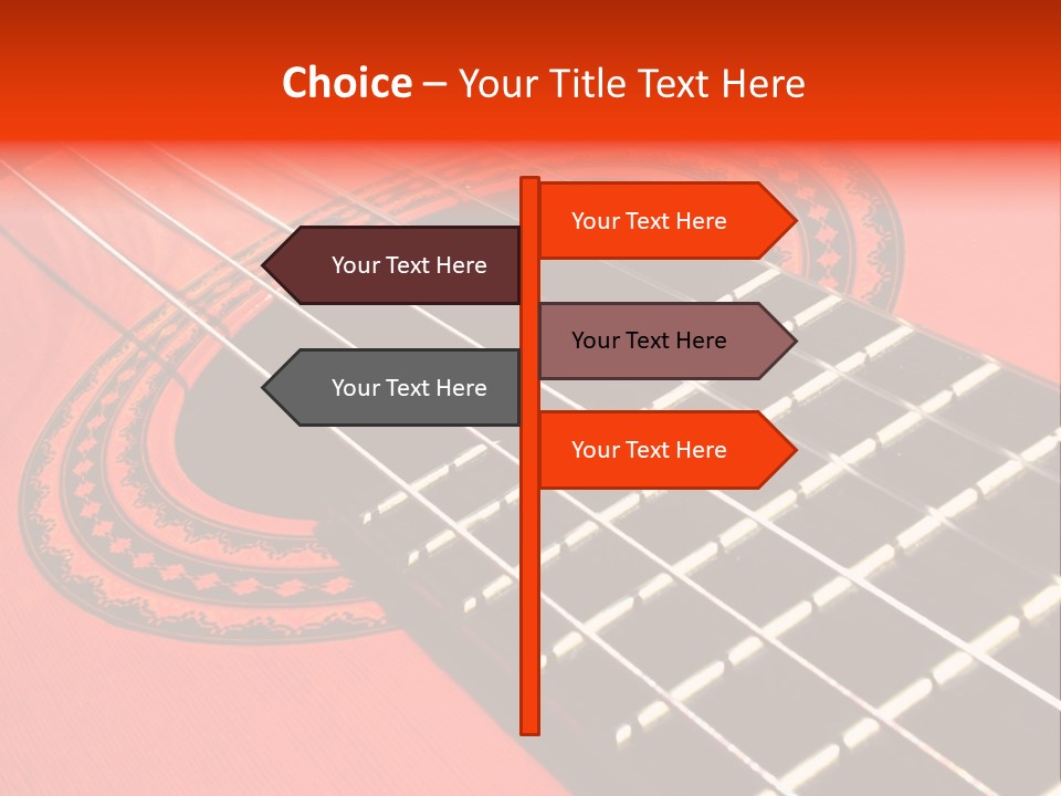 An Orange Acoustic Guitar With A Black And Red Background PowerPoint Template