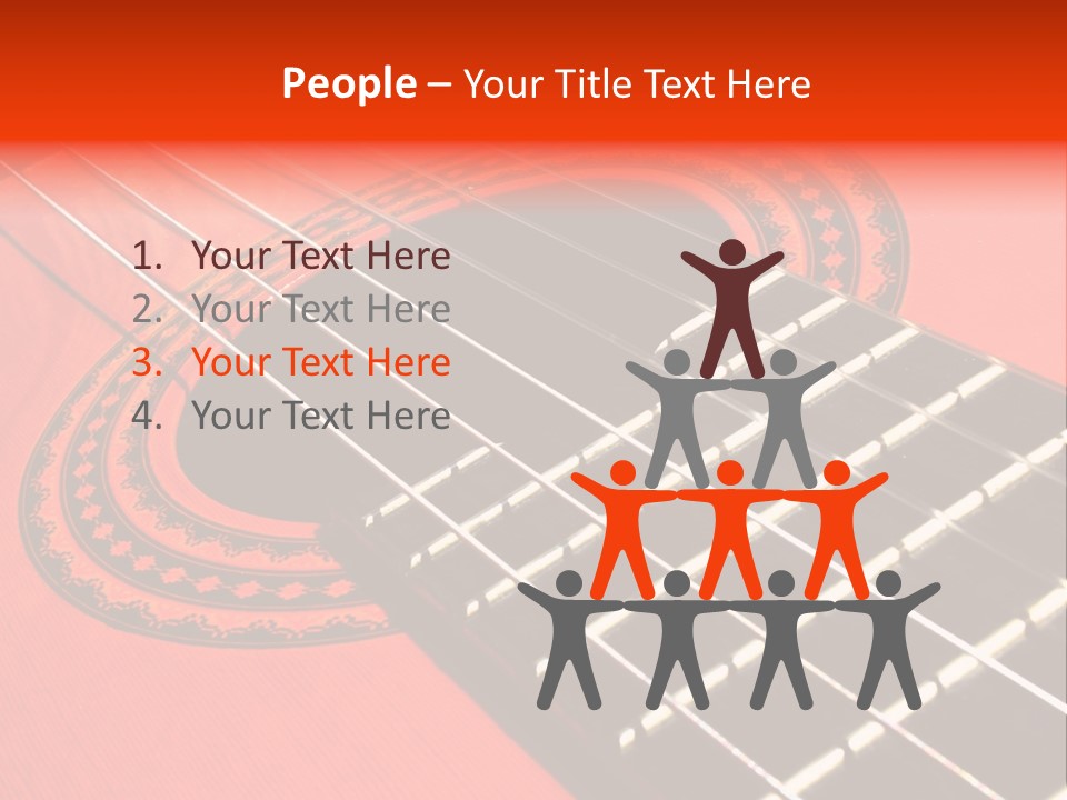 An Orange Acoustic Guitar With A Black And Red Background PowerPoint Template