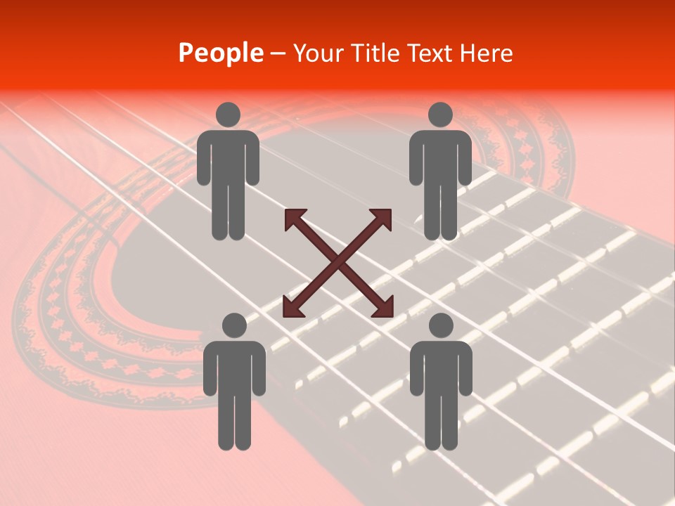An Orange Acoustic Guitar With A Black And Red Background PowerPoint Template