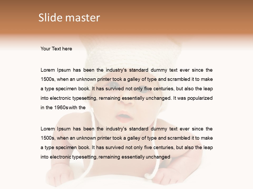 A Baby Wearing A White Knitted Hat PowerPoint Template