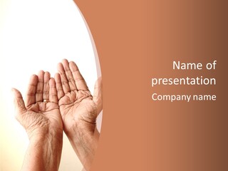 Two Hands With Their Palms Up In The Air PowerPoint Template