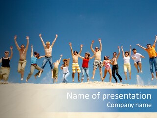 A Group Of People Jumping In The Air PowerPoint Template