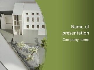 A White House With A Green Background Is Featured In This Presentation PowerPoint Template