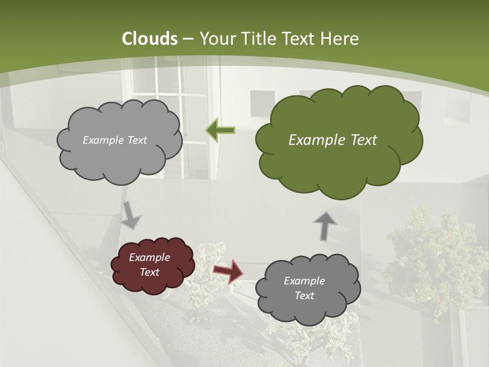 A White House With A Green Background Is Featured In This Presentation PowerPoint Template