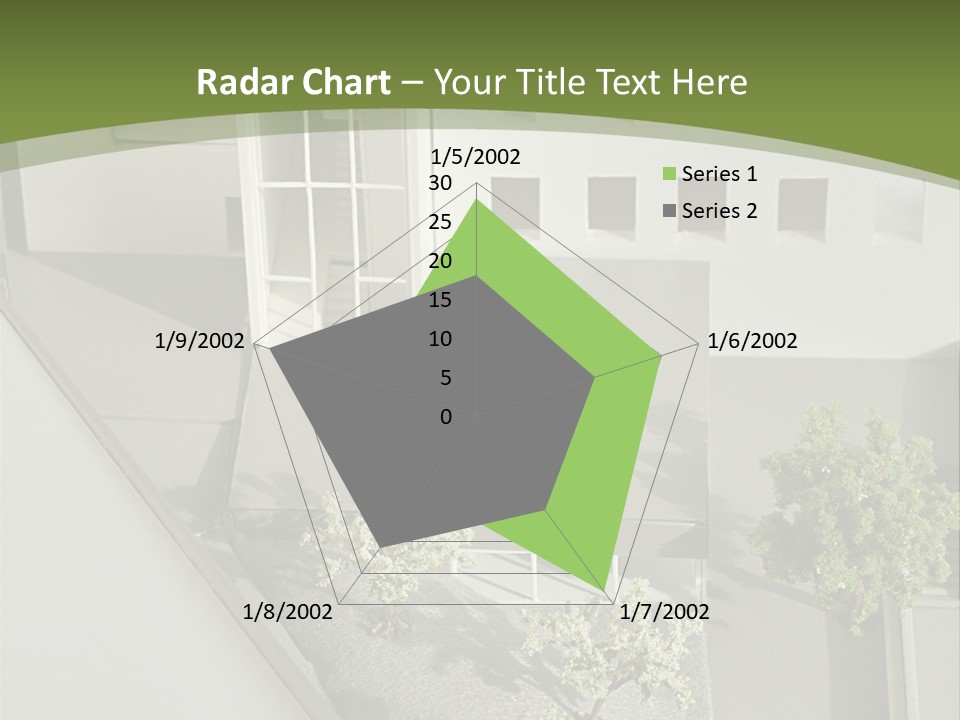 A White House With A Green Background Is Featured In This Presentation PowerPoint Template