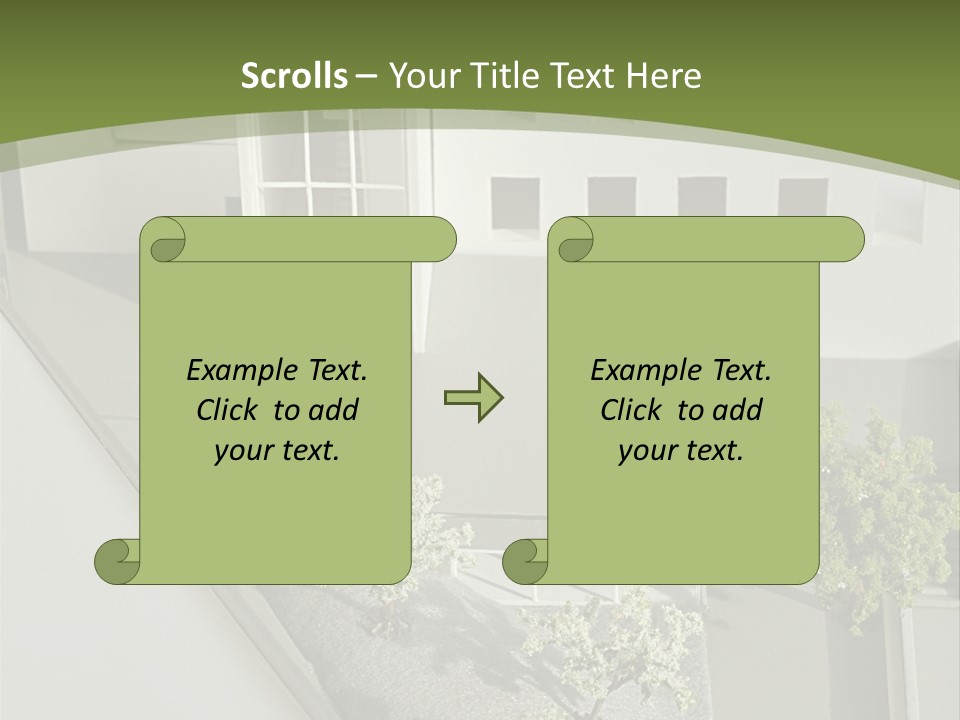A White House With A Green Background Is Featured In This Presentation PowerPoint Template