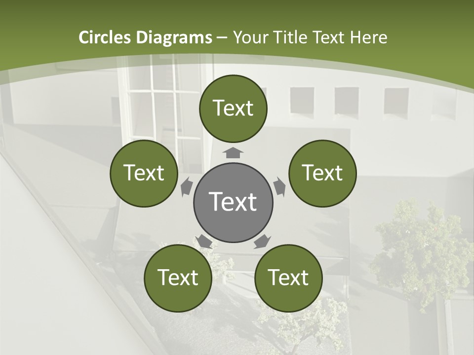 A White House With A Green Background Is Featured In This Presentation PowerPoint Template