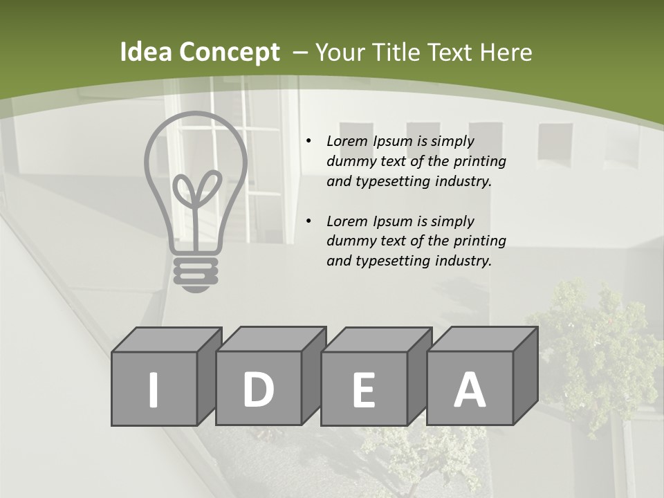 A White House With A Green Background Is Featured In This Presentation PowerPoint Template