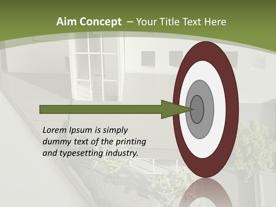 A White House With A Green Background Is Featured In This Presentation PowerPoint Template