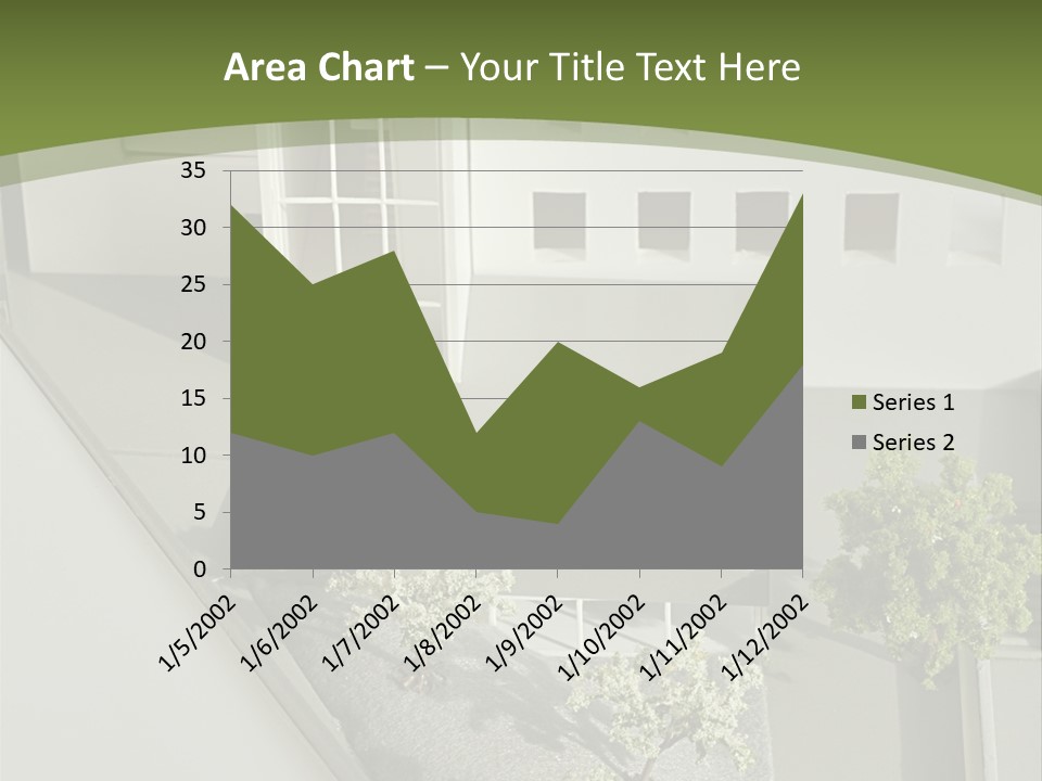 A White House With A Green Background Is Featured In This Presentation PowerPoint Template