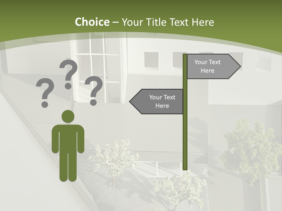 A White House With A Green Background Is Featured In This Presentation PowerPoint Template