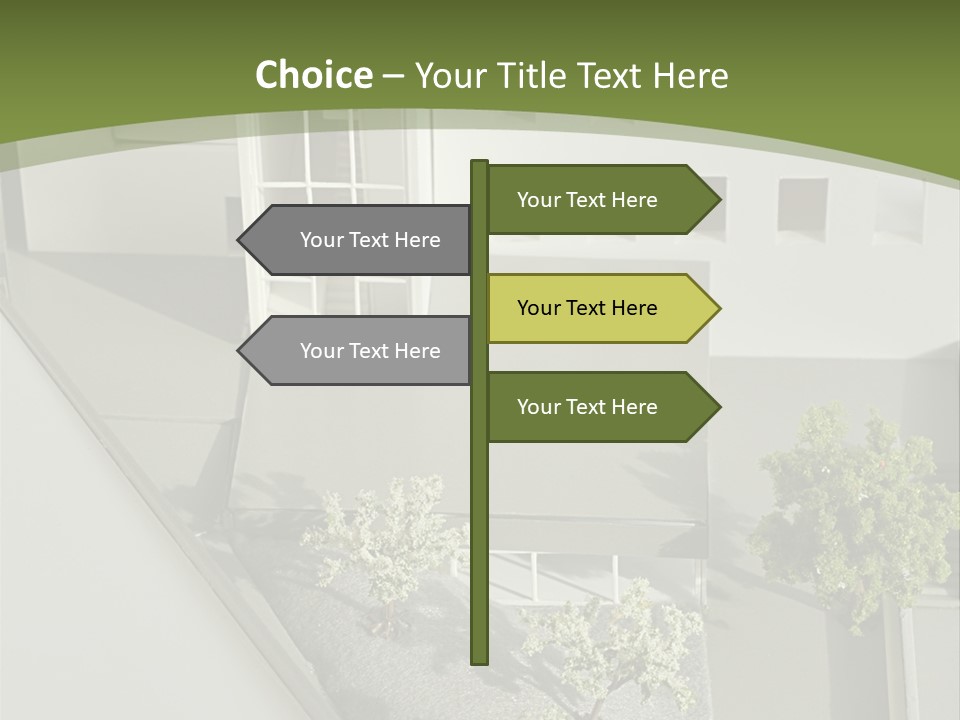 A White House With A Green Background Is Featured In This Presentation PowerPoint Template